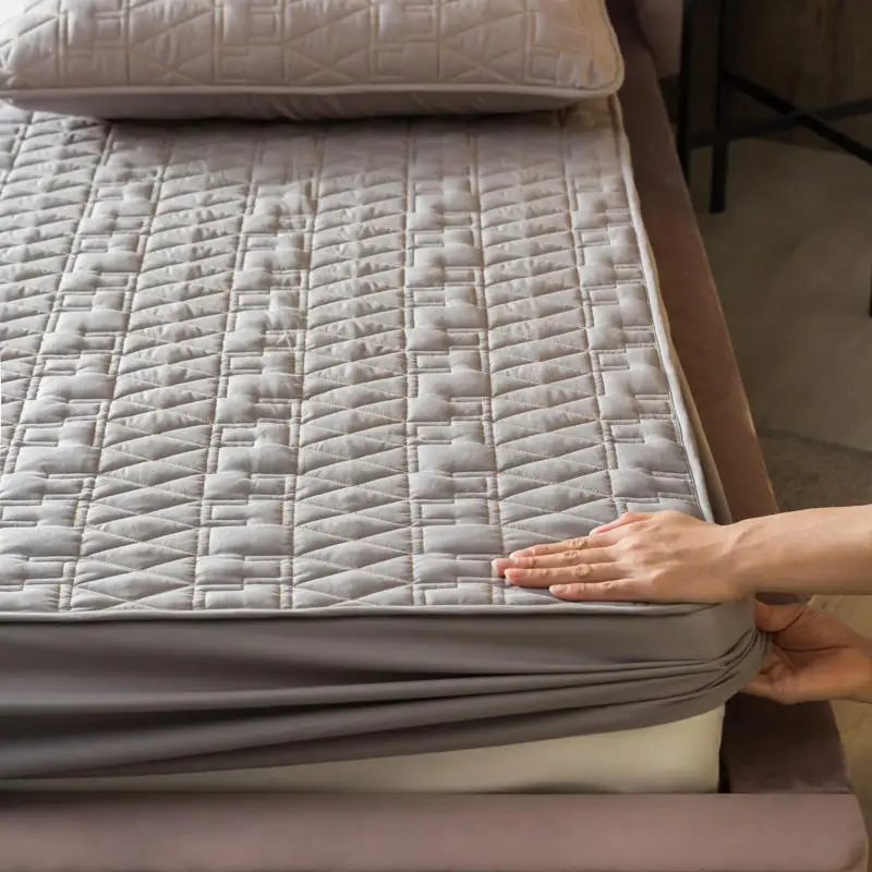 

Bedding Quilted Embossed Mattress Cover Queen Size Double Cover Quilted Breathable Mattress Protection Cover Solid Color Sheets