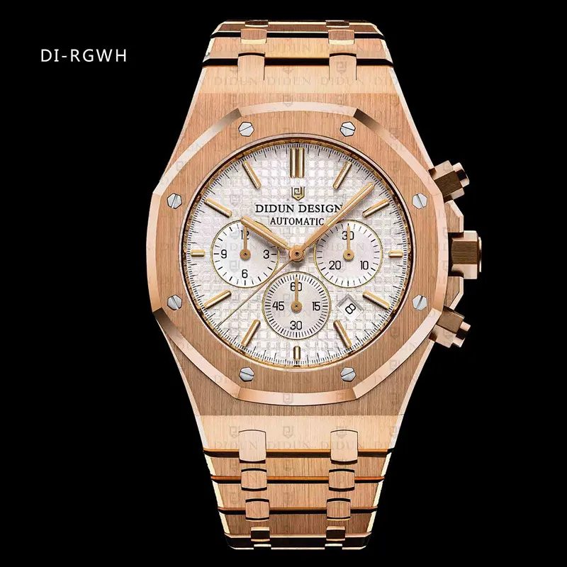 

DIDUN Design Men Classic Quartz Watch Japan vk63 Movement Full Stainless Steel Fashion Business 30m Waterproof Wristwatch