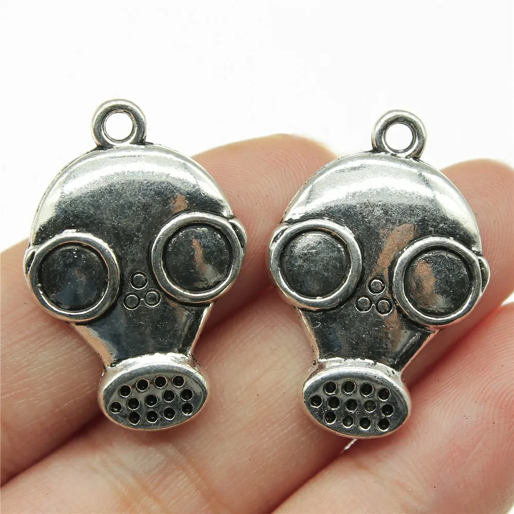 Подвеска в виде противогаза, амулет маска, винтажные аксессуары для изготовления ювелирных изделий, 28x19 мм, 5 шт.