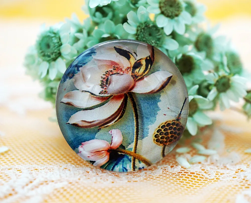 Круглый стеклянный кабошон с цветком 8 40 мм для изготовления браслетов ожерелий