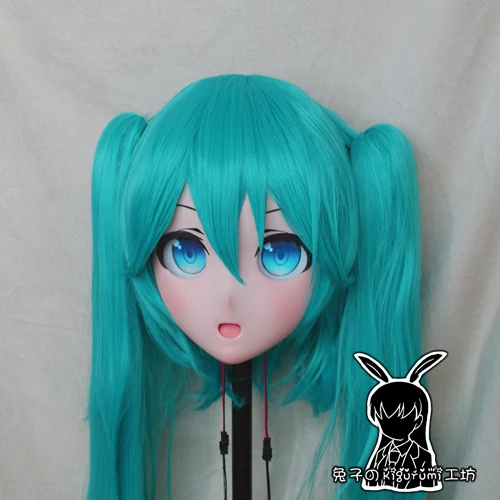 (Rabbit 12) Handmade Female Resin Crossdress Pretty Girl Head Lolita Doll Mask Japanese Anime Cosplay Kigurumi Mask Crossdresser