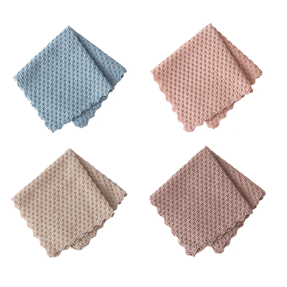 

4 шт., многоразовые двусторонние салфетки для мытья посуды