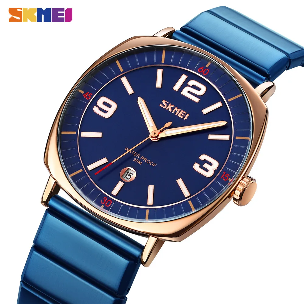 

Часы наручные SKMEI мужские с японским кварцевым механизмом, водонепроницаемые с датой, из нержавеющей стали, 3 бар