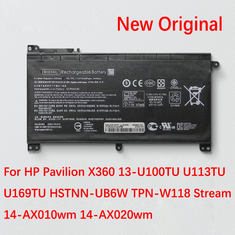 

Новый оригинальный аккумулятор BI03XL для ноутбука HP Pavilion X360 13-U100TU U113TU U169TU