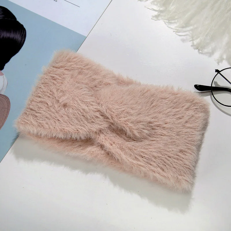 

Autumn Winter Solid Crochet Knitting Wool Women Headband Head Wrap Hairband Girl Elegant Hair Band Accessories Wide Hairband