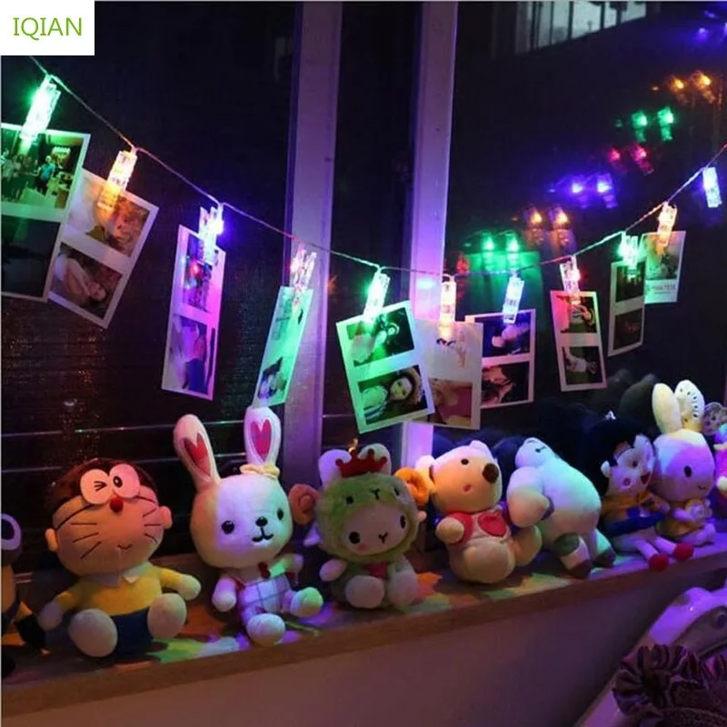 Рождественские украшения IQIAN для дома фото световая гирлянда с зажимом 1 м 10 огней