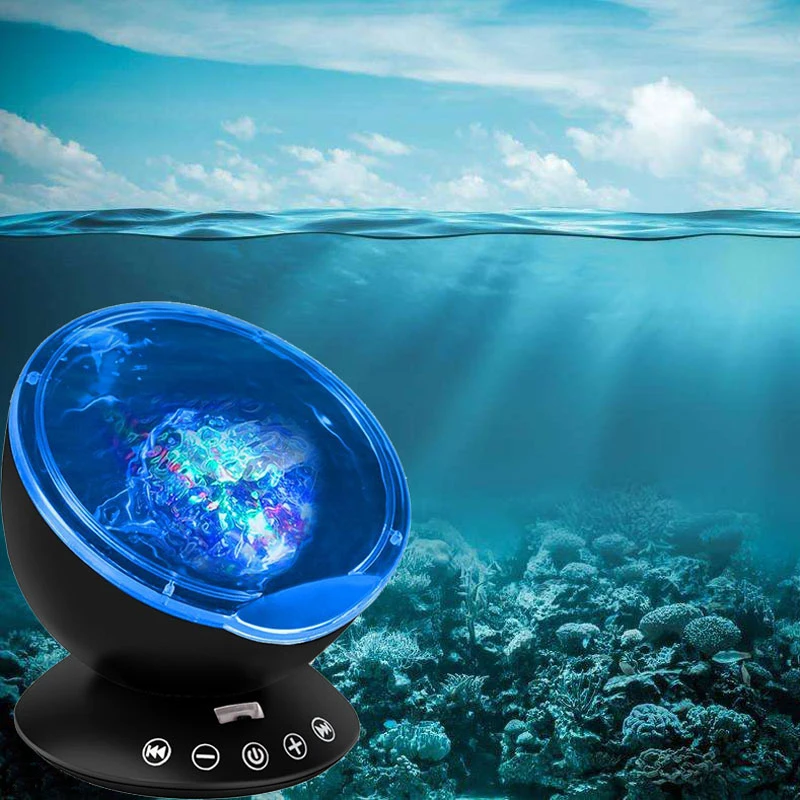 

Ocean Wave Led Sterrenhemel Aurora Nachtlampje Projector Afstandsbediening Nieuwigheid Usb Tf Nachtlampje Illusion Voor Baby