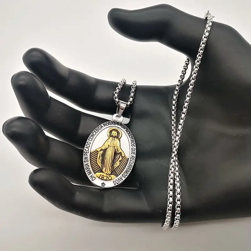 Женское ожерелье с подвеской Дева Мария из нержавеющей стали|pendant necklace|virgin maryvirgin