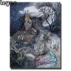 Алмазная живопись своими руками, сказочное искусство, лотос, карп, женщина, алмазная вышивка 5d мозаичное бриллиантовое рукоделие, вышивка крестиком, декор комнаты