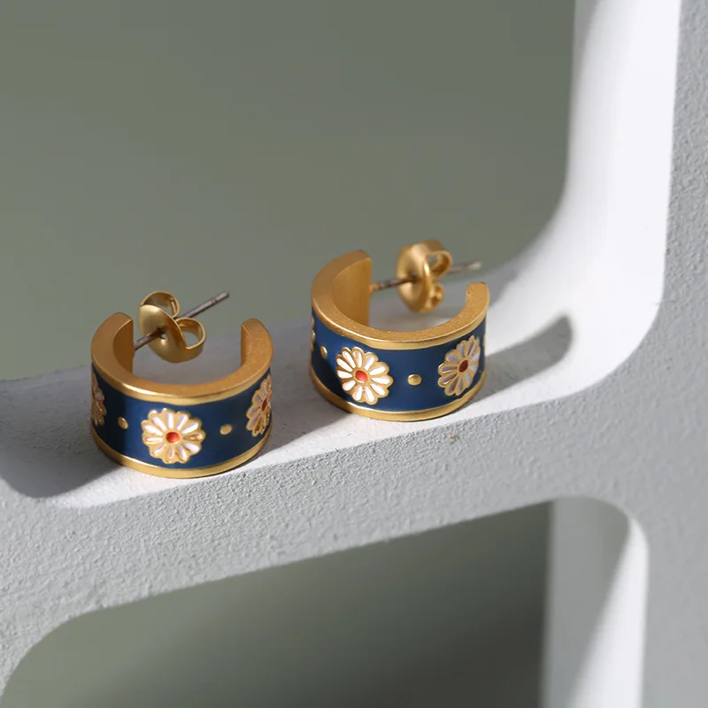 

Vintage Enamel Glaze Daisy Artistic Hipster Necklace Bracelet