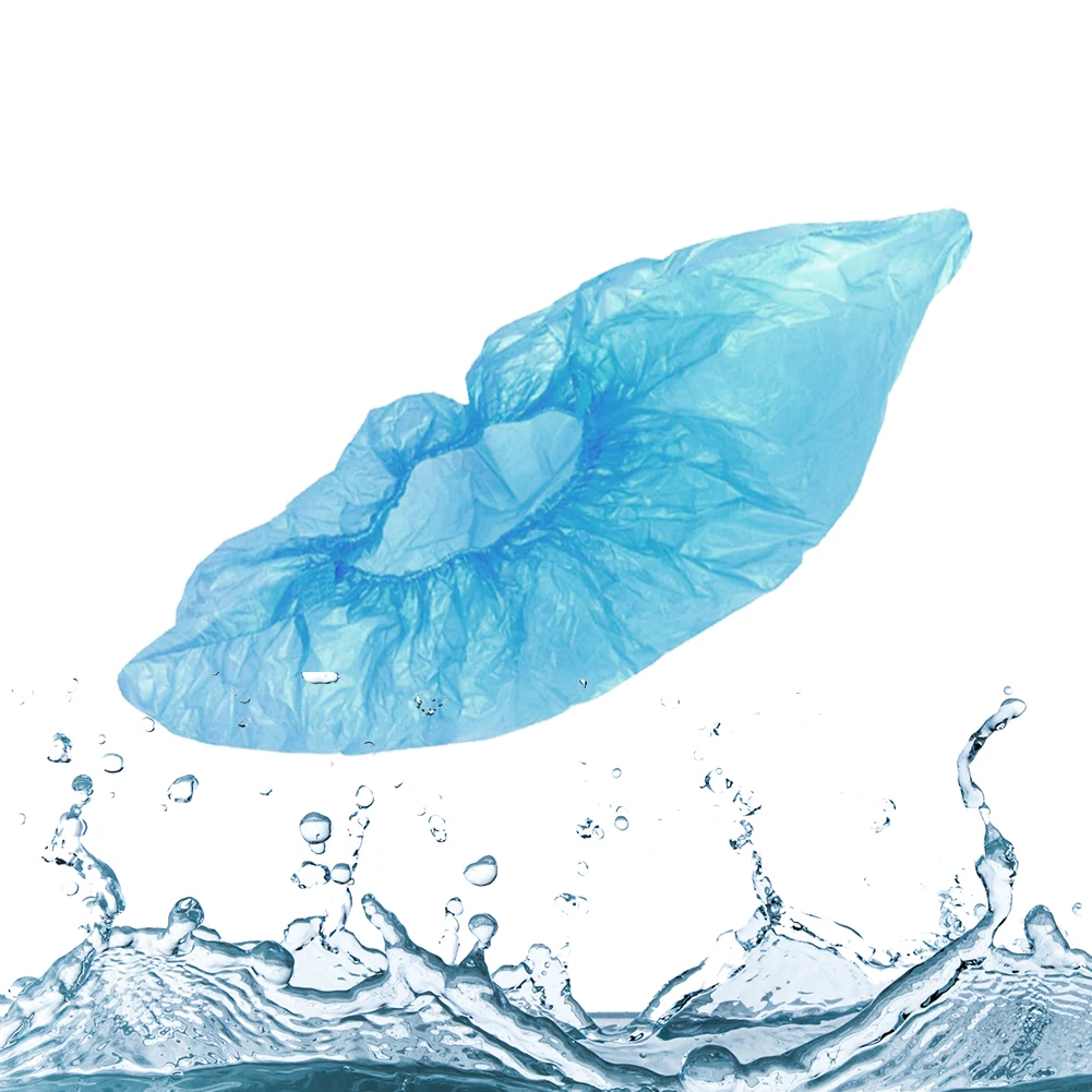 Одноразовые пластиковые чехлы для обуви защита от пыли дождливого дня синие