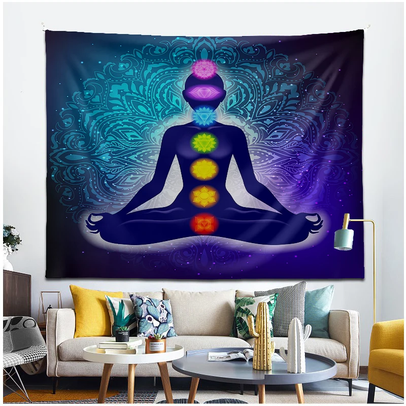 

Indian Yoga Meditation Tapestry Mandala Wall Hanging Beach Mat Bedspread Boho Style Living Room Bedroom Decoration