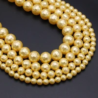 natural shell beaded faceted round imitation shell pearl beads for making diy jewelry bracelet necklace size 6 8 10 12mm