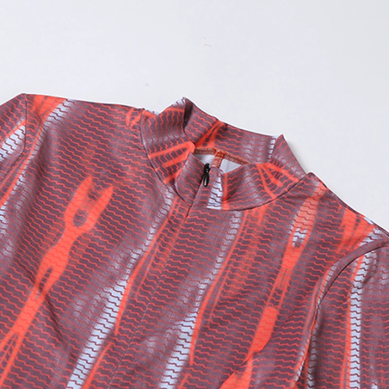 

Plugalong Striped Print Bikers Shorts Rompers Playsuit Female Zipper Up Jumpsuits High Neck Fitness Work Out Streetwear Overalls