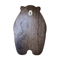 bear wooden dinner plate japanese cute ins creative personality pendulum props black walnut tray handmade wholesale 20302cm