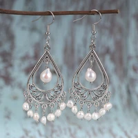 new fashion bohemian freshwater pearl tassel earrings for women ethnic sector drop dangle earrings 2020 female party jewelry