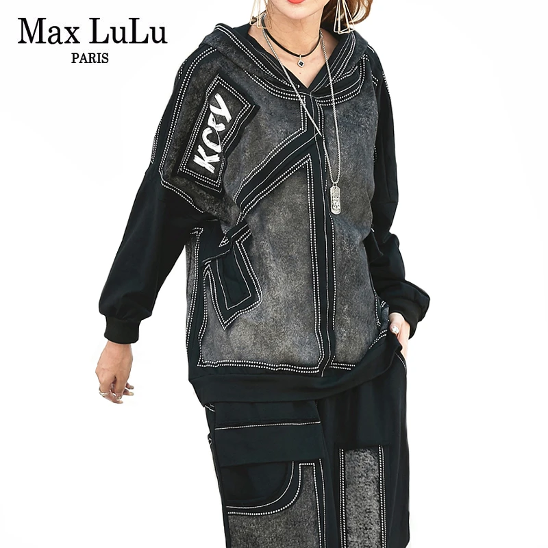 Max LuLu Роскошные Корейские осенние женские панк топы и штаны для женщин деним