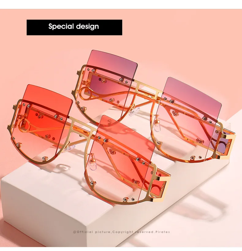 Солнцезащитные очки унисекс квадратные уникальные большие металлические в