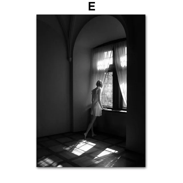 

Girl Flower Window Feather Love Quotes Wall Art Canvas Painting Nordic Posters And Prints Wall Pictures For Living Room Decor