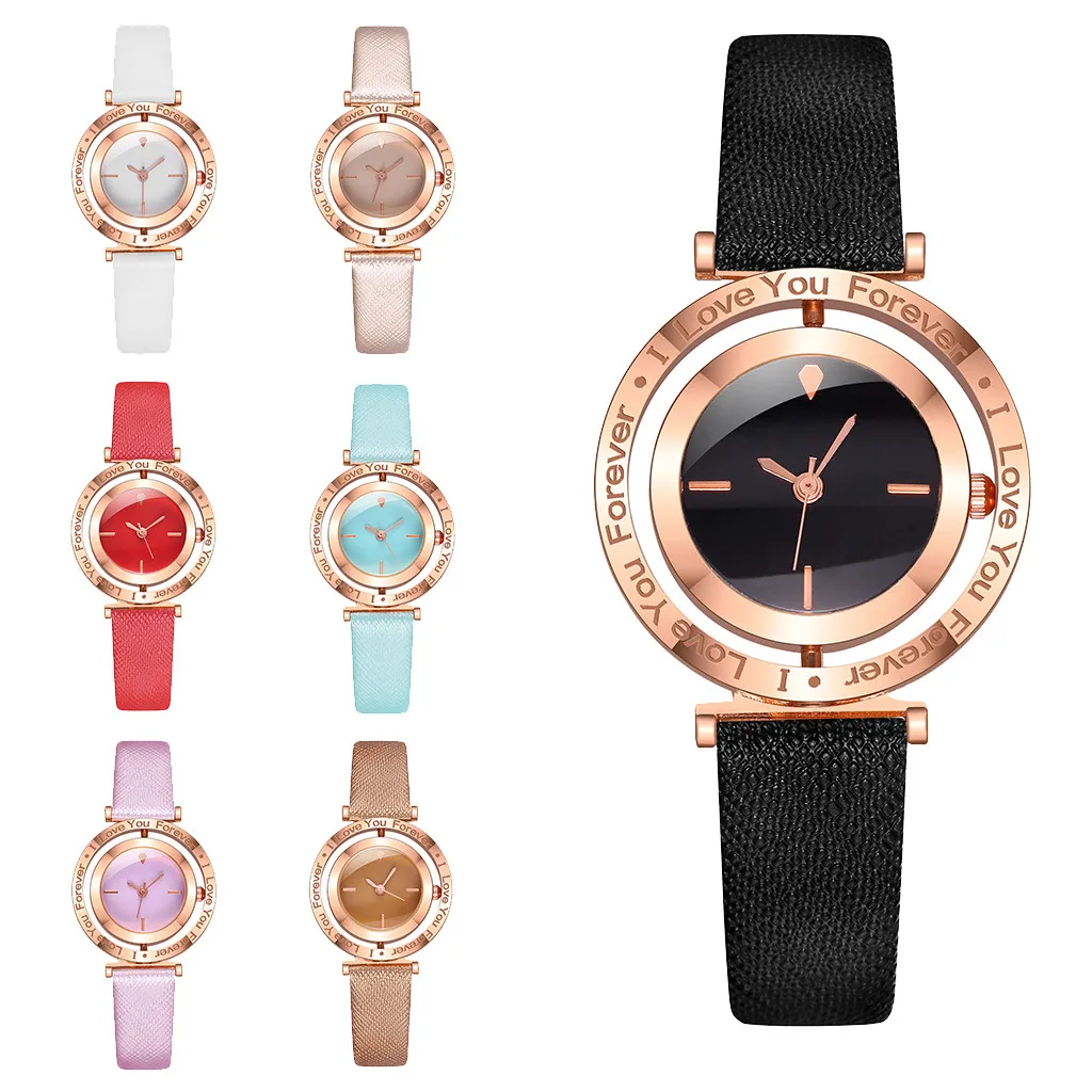 

Women's quartz watch casual leather strap rotating watch analog watch new style multi-color elegant beautiful 05*
