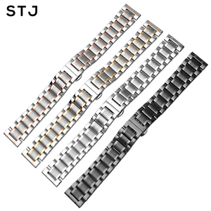Металлический ремешок STJ из нержавеющей стали для наручных часов, брендовый Браслет Черного, серебристого, розового золота, 13 мм 14 мм 16 мм 18 мм 20 мм 22 мм 24 мм