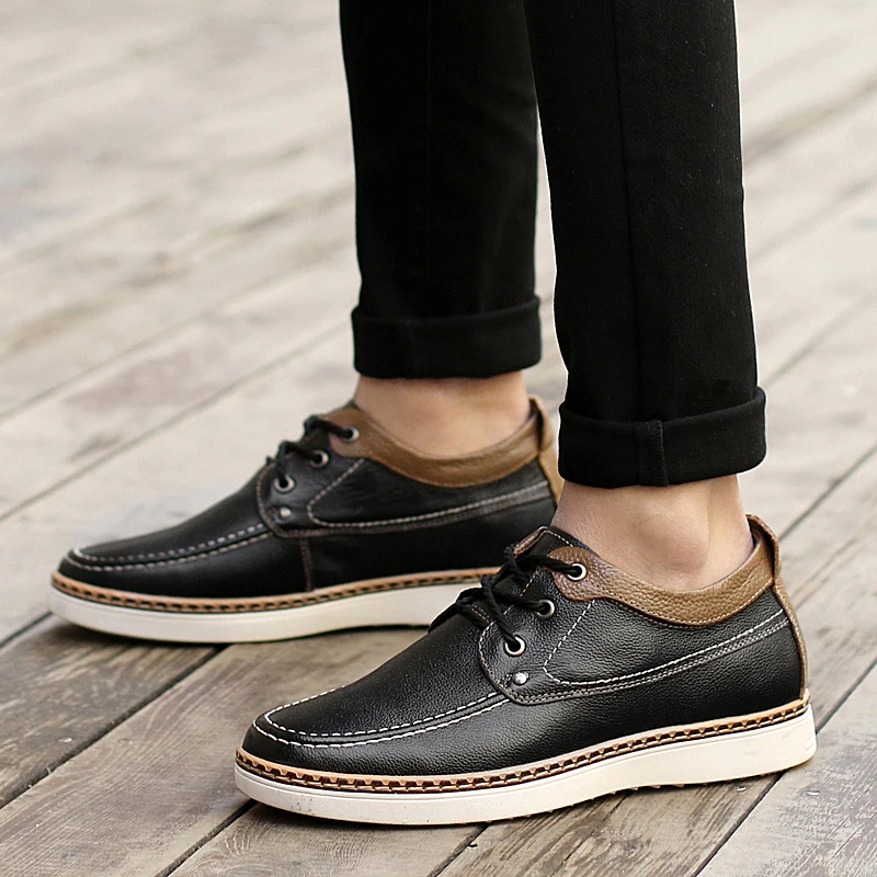 

genuine Leather Shoes Men lace up Footwear Men Casual Shoes High Quality Man Business Shoes men Fashion Brand Male Booties