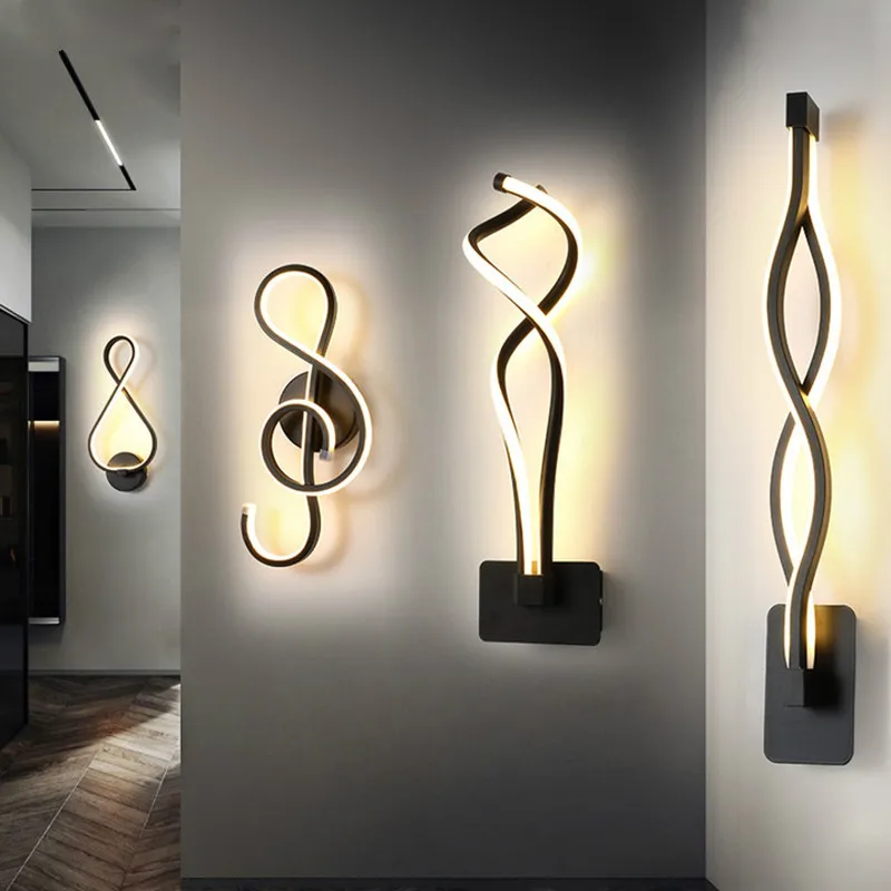 

LED Minimalist Wall Lamp for Living Room Bedroom Indoor Modern Wall Light 16W AC96V-260V LED Sconce black white Lamp Aisle Light
