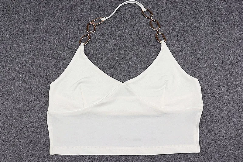 Кроп топ женский летний с V образным вырезом и металлической цепочкой Y2k|Топы| |