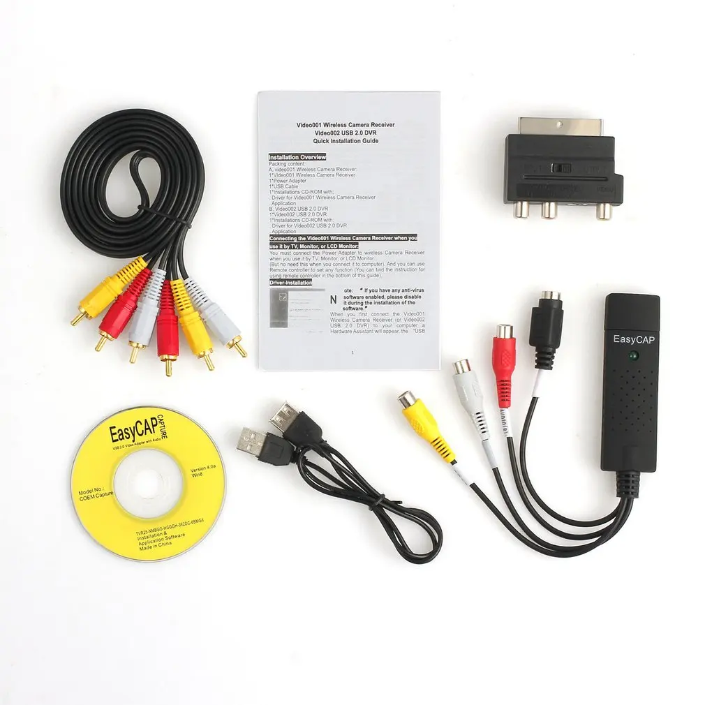 

Портативный простой в использовании адаптер для аудио-и видеокамеры USB2.0, адаптер для ТВ, DVD, VHS, DVR, адаптер для Win7/8/XP/Vista