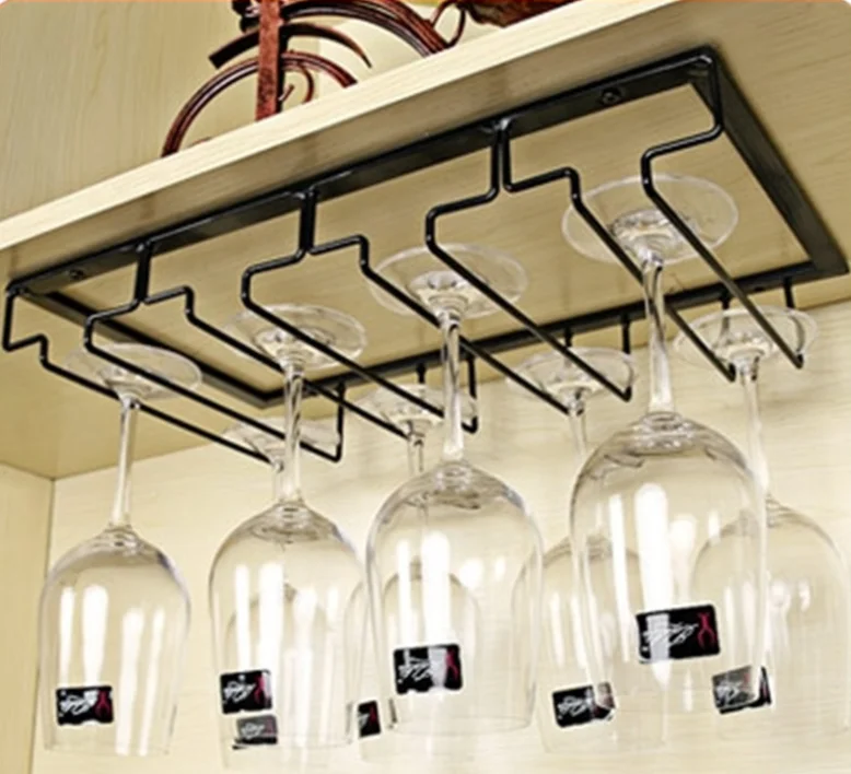 4-Rows Wall Mounted Wine Glass Cup Rack Holder Hanger Hanging Bar Shelf For wall storage shelf | Дом и сад