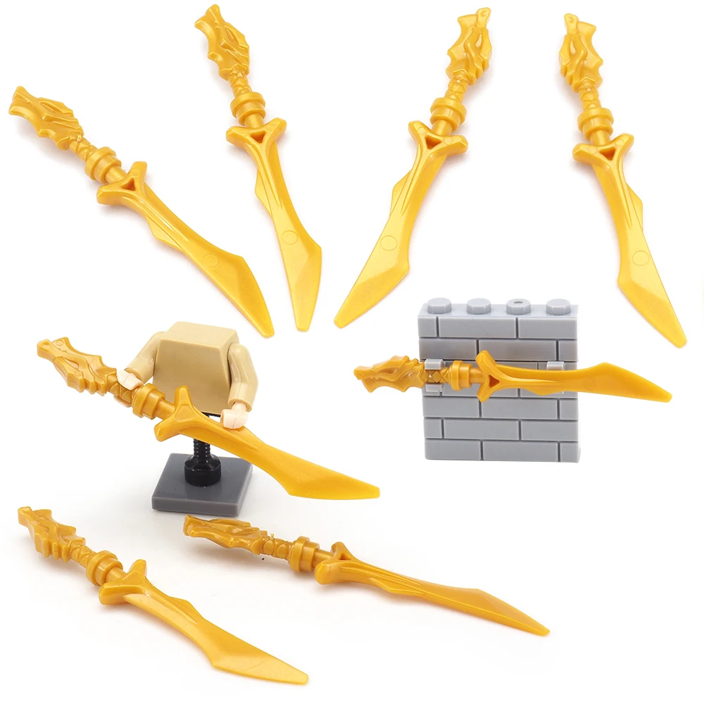 Фигурки оружия золотой шэньлун меч конструктор Moc Warrior Master Длинные фигурки модель
