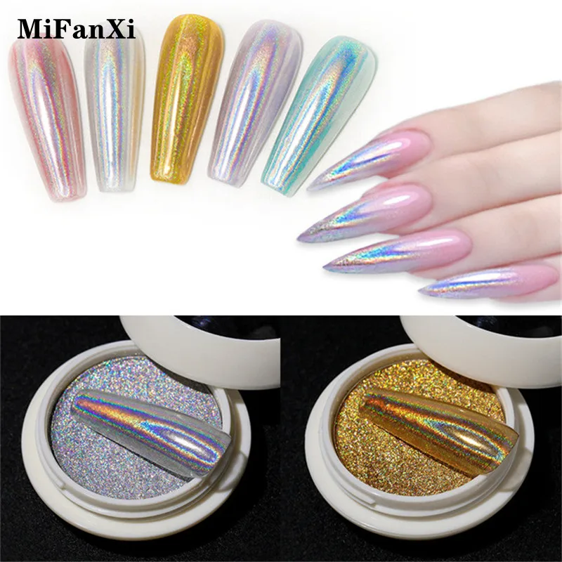 Золотой Серебряный ноготь блестящая пудра из хромового порошка пыли рисунки на