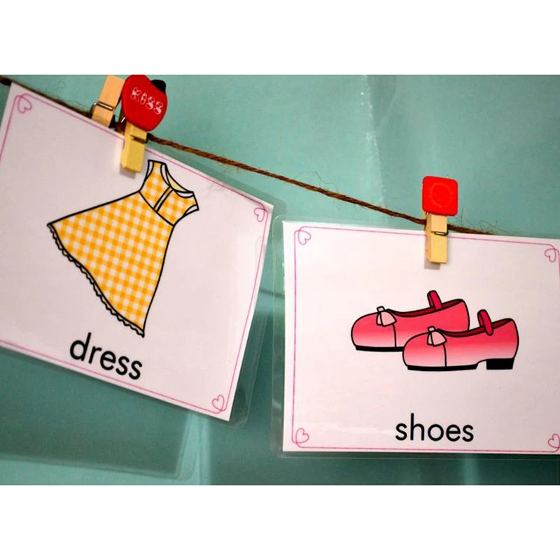 32 шт. флеш-карты на английском языке для детской одежды аксессуары обуви Детские