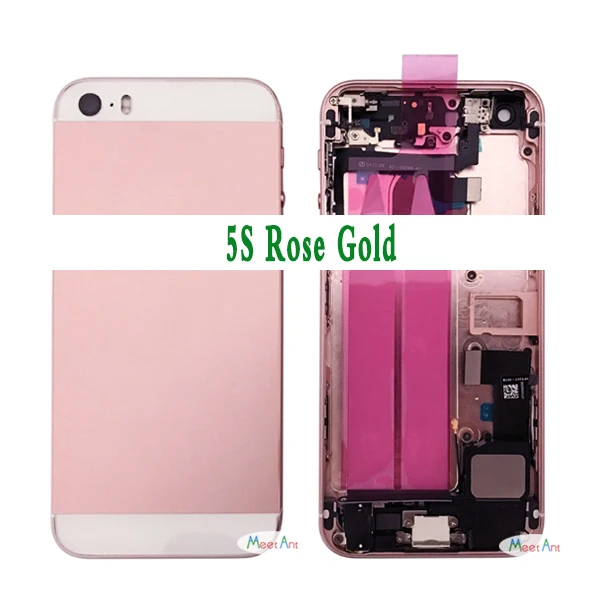 Для iphone 5 5G или 5S SE Высокое качество задняя средняя рамка Шасси Полный Корпус в сборе крышка батареи задняя дверь с гибким кабелем - Цвет: 5S Rose Gold