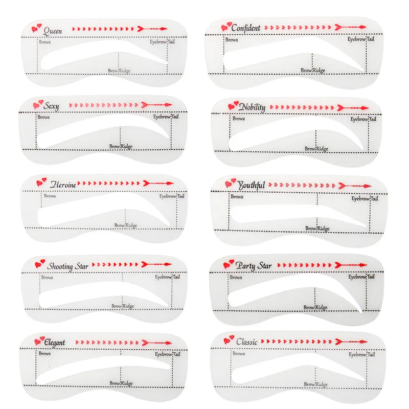 10 шт./компл. Профессиональный трафарет для бровей Шаблон инструмент рисования
