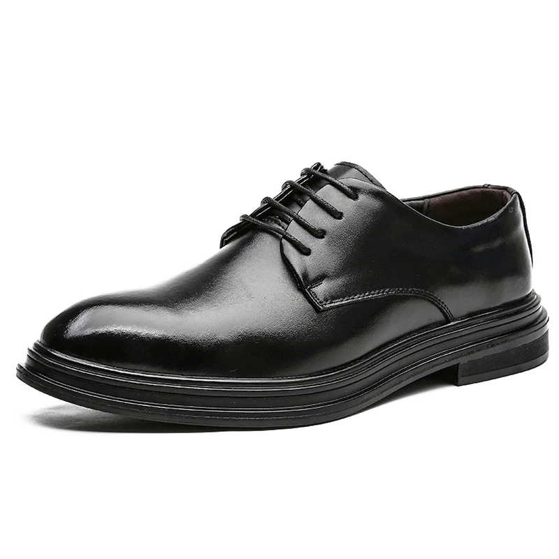 

New Fashion Formal Oxfords Male Daily Leather Casual Shoes Business Wedding Formal Dress Shoes 38-46 Black *