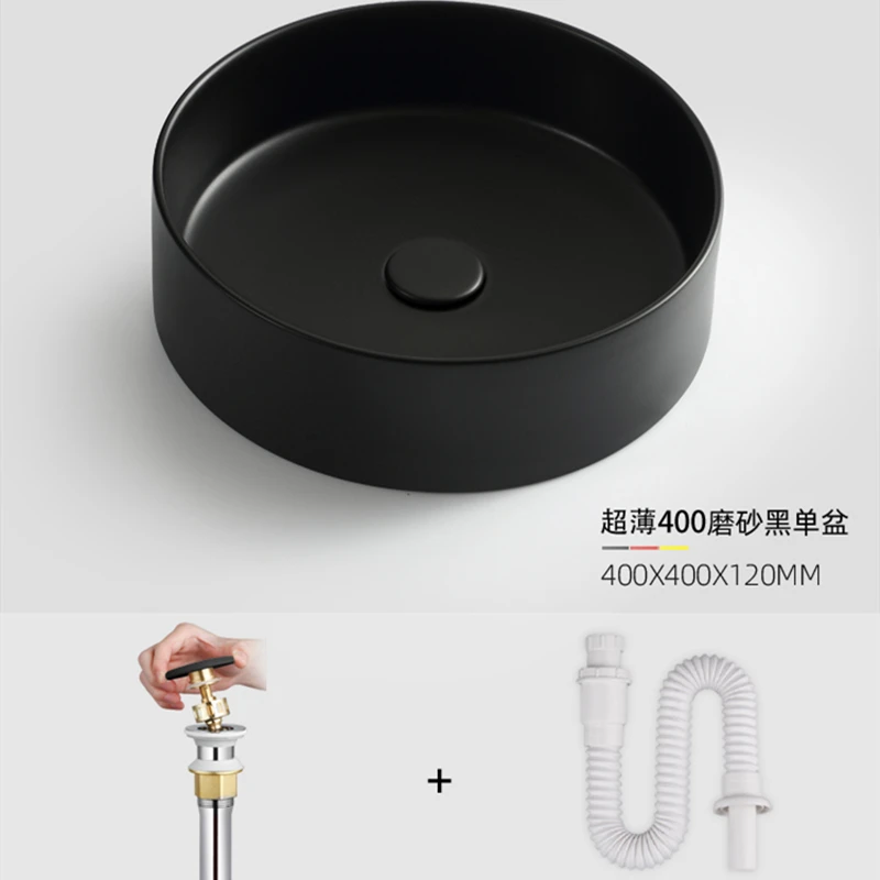 Скандинавская матовая черная раковина над счетчиком круглая для ванной комнаты
