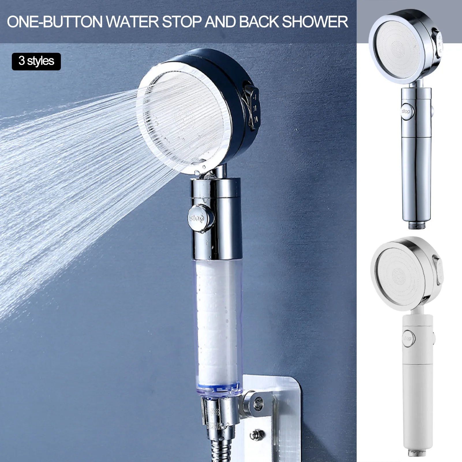 

Hand-held Shower Head 3-settings High Pressure Showerhead