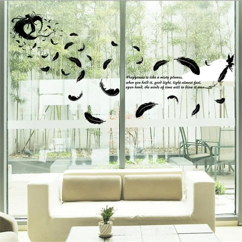 1 шт перо Наклейка на стену черный европейский стиль для гостиной украшение дома