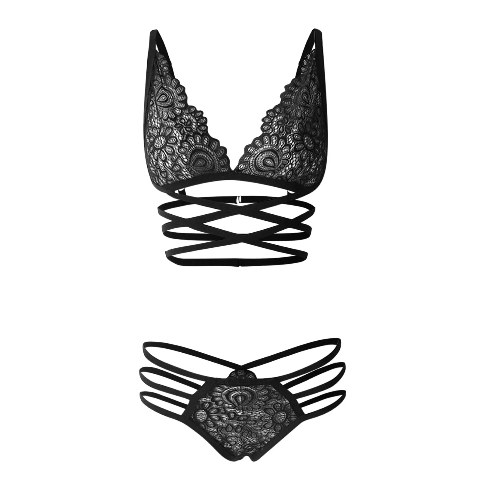 

Erotic Lingerie Sexy Bandage Transparent Lace Women Underwear Hollow Intimates Female Sexy Lingerie Porno Temptation Brief Sets