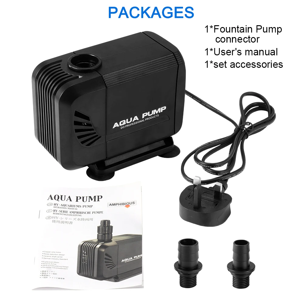 

15W 40W Ultra-Quiet Submersible Water Fountain Pump Filter Fish Pond Aquarium Water Pump Tank Garden Fountain UK Plug