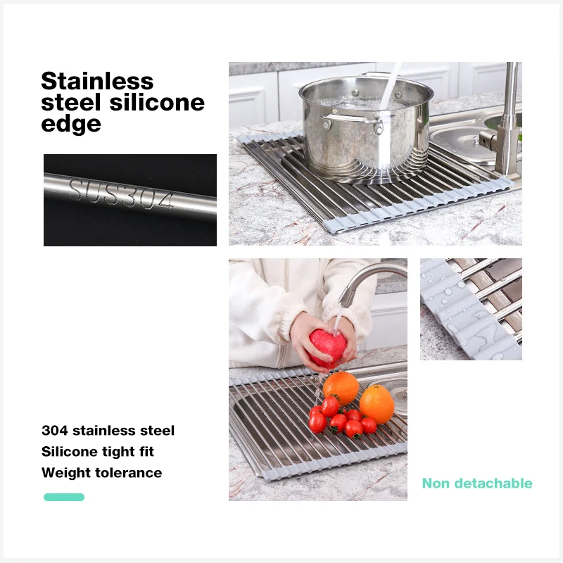 

Kitchen Accessories Foldable Dish Drying Rack Drainer Over Sink Organizer Rack Tray Cutlery Tableware Drainer Gadgets Tool