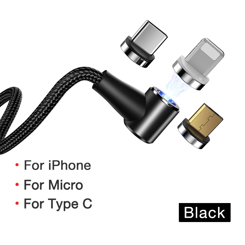 Cafele новейший QC 3,0 Магнитный Micro USB кабель для iPhone телефон зарядный провод шнур Тип USB C кабель для huawei P30 Xiaomi samsung - Цвет: Black 3 in 1
