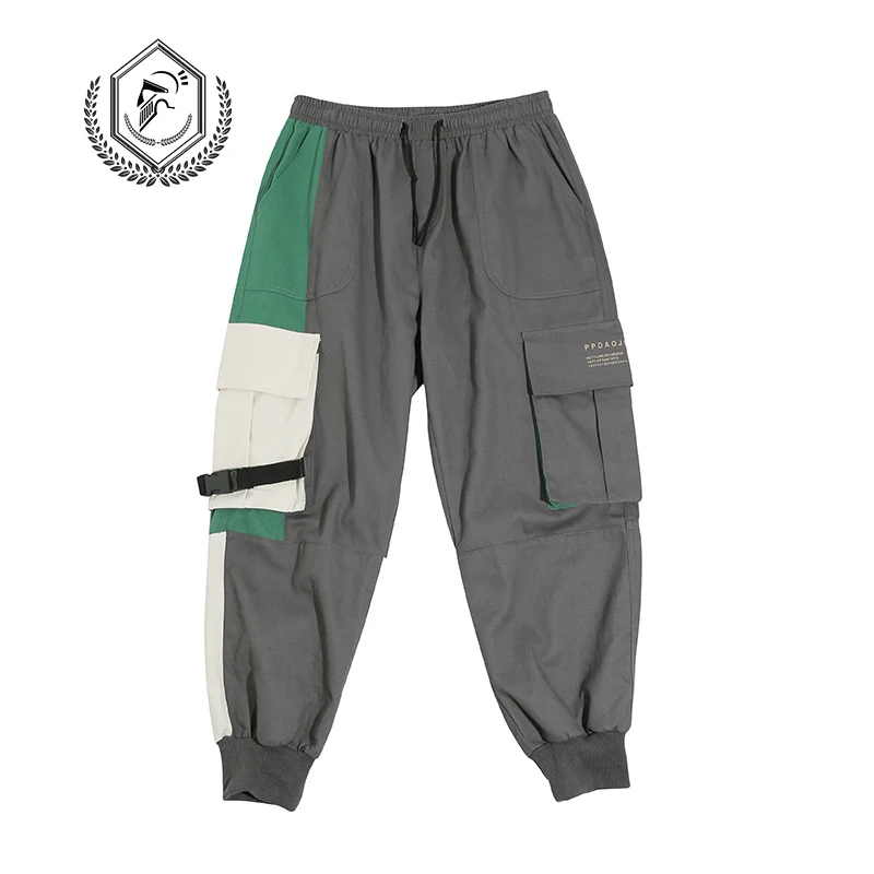 Мужские свободные штаны-шаровары для бега в стиле сафари лоскутные штаны с