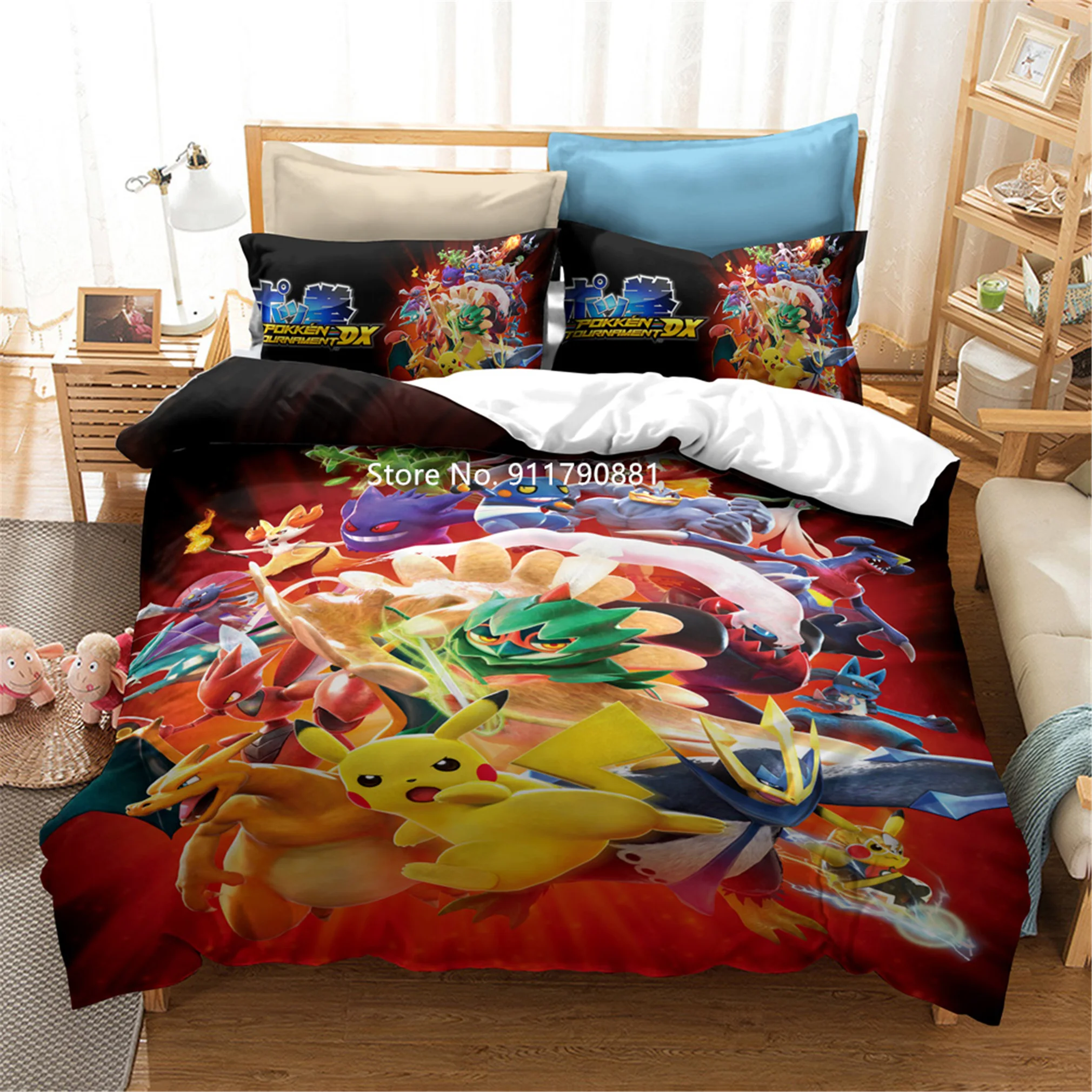 

Children's Bedding Set Comfy Soft Duvet Comforter Pillowcase Popular Anime Series Color Print Bedroom Decor Home Textiles