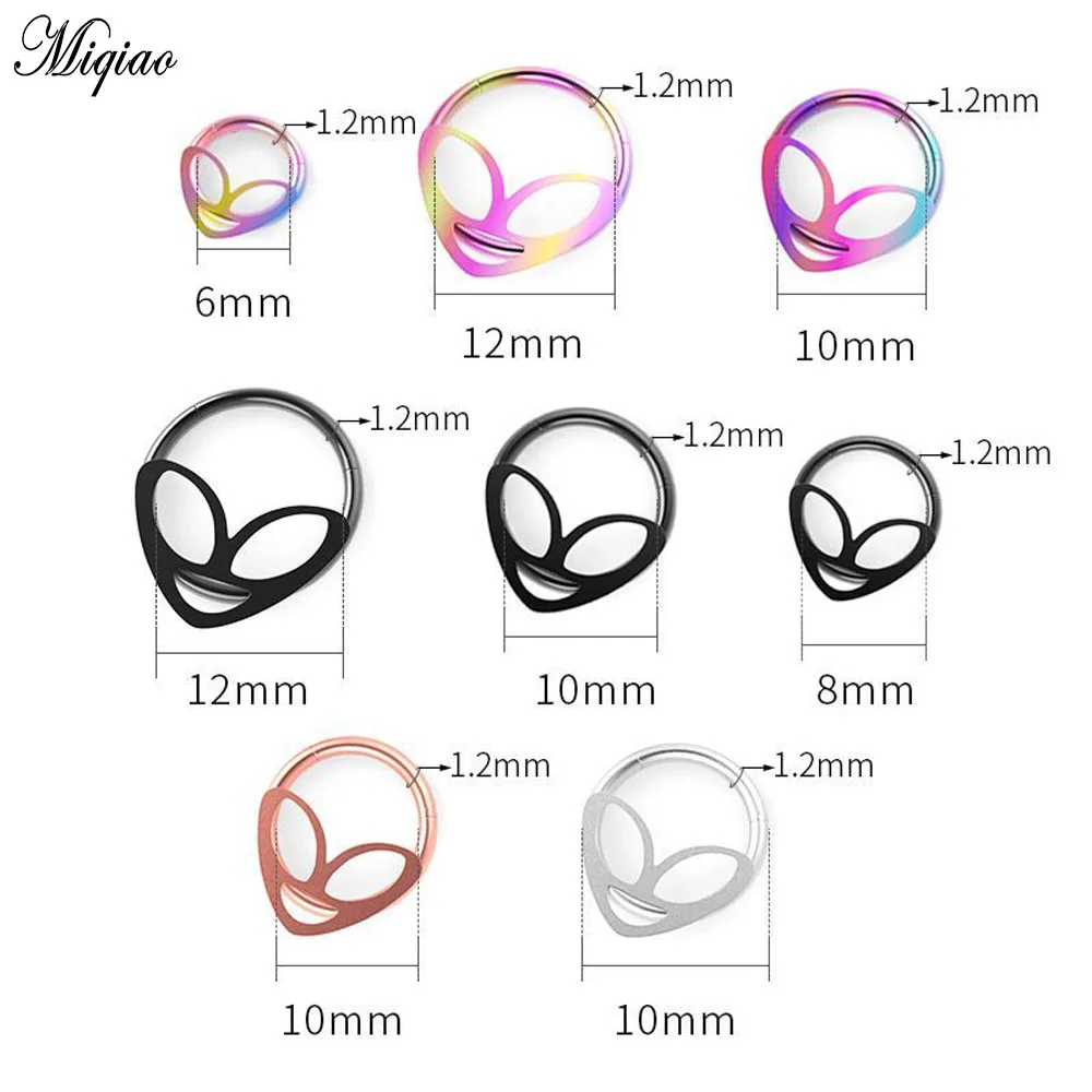 

Miqiao 2 Pcs Alien Snap Piercing Nose Ring Latest Style Stainless Steel