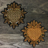 fashion embroidery handmade beaded heart shaped patches applique diy clothes backpack diy applique decoration sewing accessories