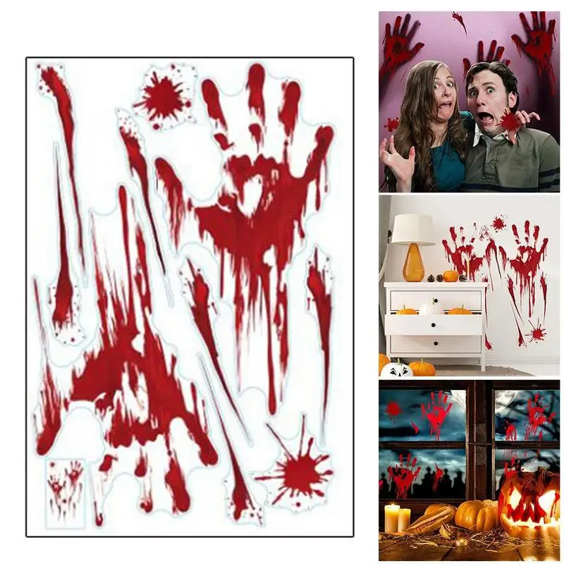 Хэллоуин ужас кровавый отпечаток руки стикер на стену стекло наклейка съемные