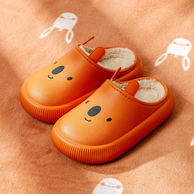 

Children Cotton Home Slippers 2021 Winter Baby Girls Boys Indoor Plush Slippers Non-Slip Animal Waterproof Shoes SCM006
