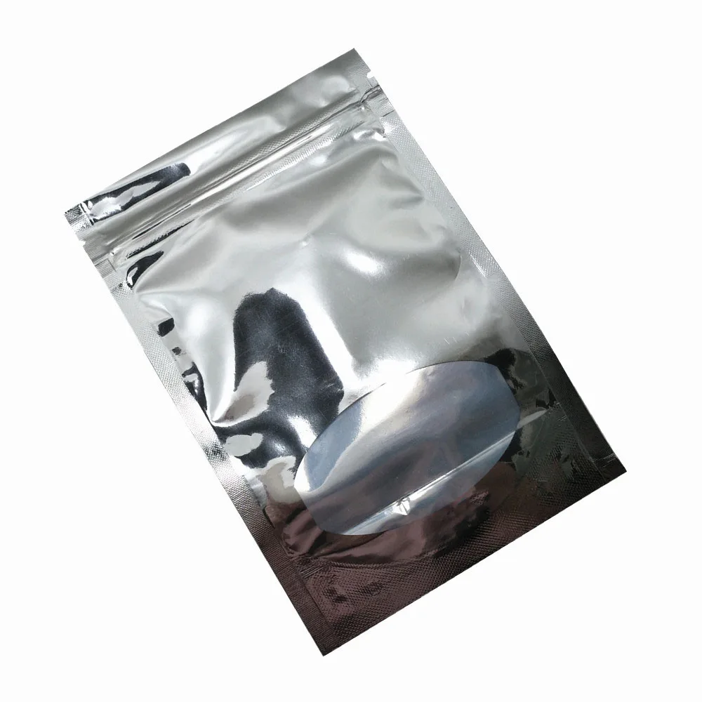 50 шт./лот Серебристая упаковка с молнией из алюминиевой фольги круглыми окнами
